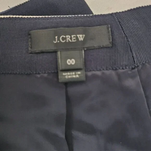 J.Crew Women's Navy Blue/White Chevron Stripe Pattern Pencil Skirt Size 00 - Picture 10 of 13